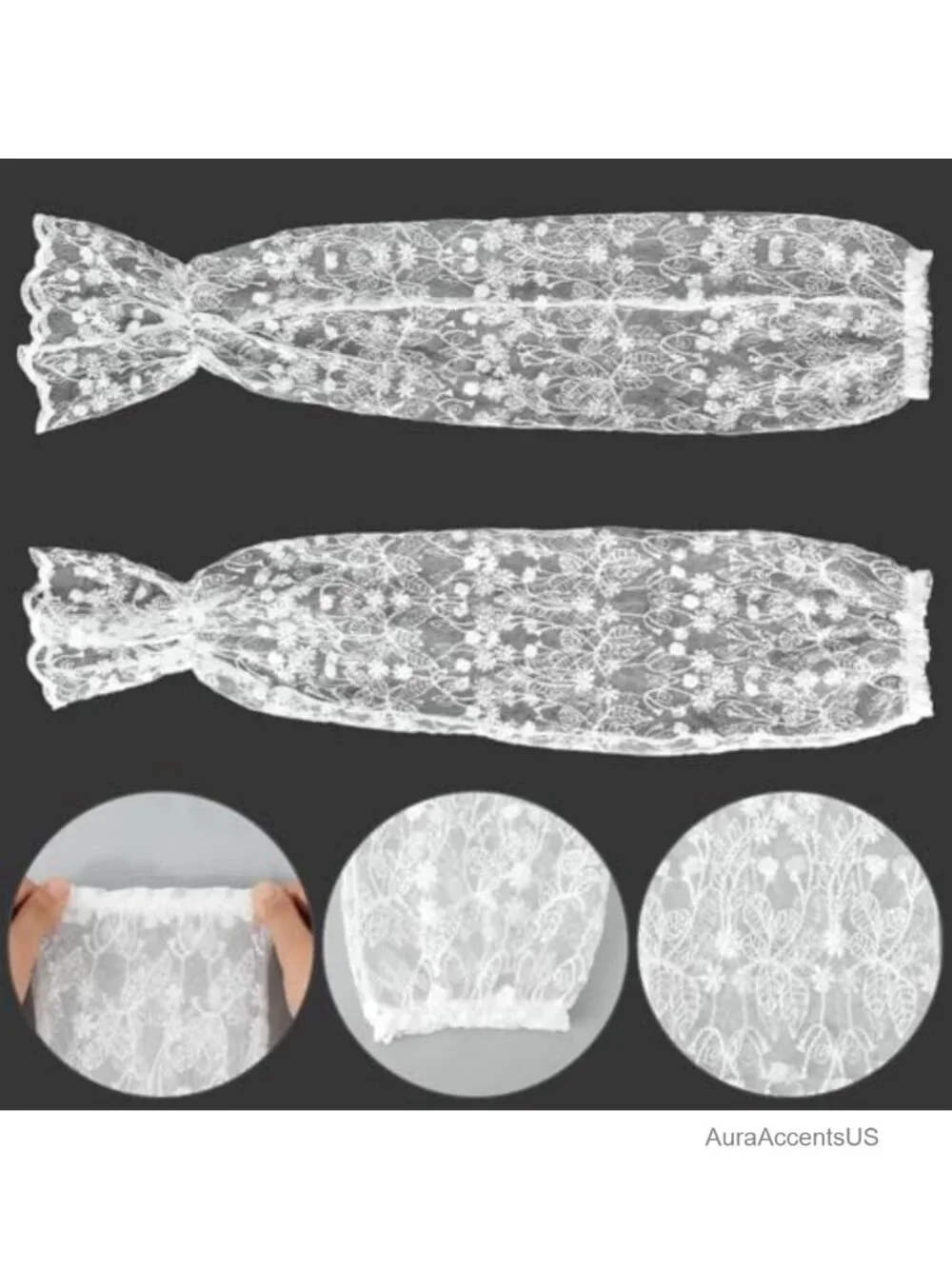 White Lace Fingerless Gloves Detachable Arm Sleeves for Wedding Party Costume
